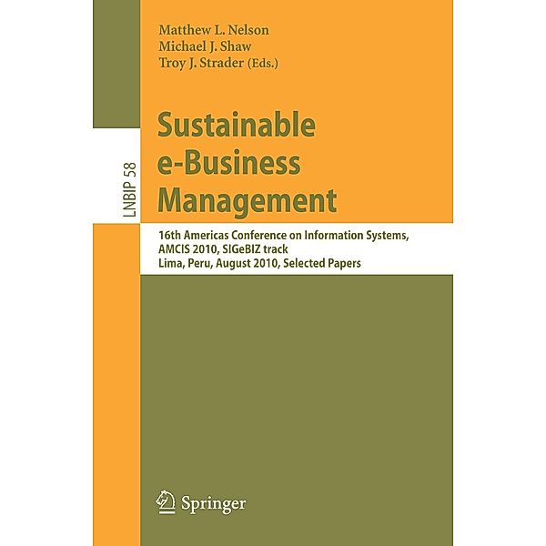 Sustainable e-Business Management / Lecture Notes in Business Information Processing Bd.58