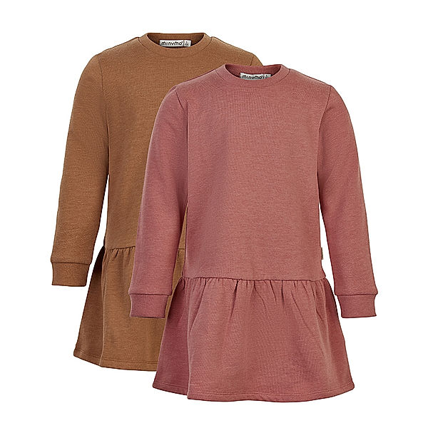 Minymo Sweat-Kleid BASIC 2er Pack in canyon rose/braun