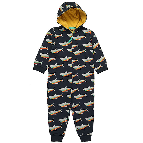 frugi Sweat-Overall SNUGGLE SUIT - SHARKS in indigo