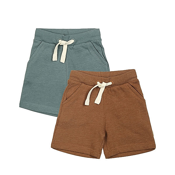 Minymo Sweat-Shorts BASIC 53 2er Pack in braun/blau meliert