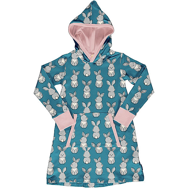 Maxomorra Sweatkleid RABBIT mit Kapuze in blau