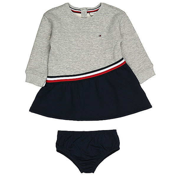 TOMMY HILFIGER Sweatkleid TOMMY TAPE in grey melange