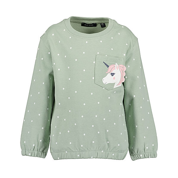 BLUE SEVEN Sweatshirt DOTS & UNICORN in grün