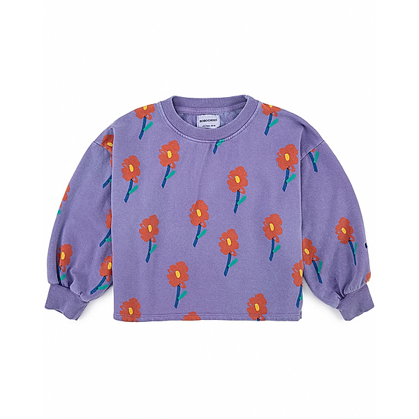 Bobo Choses Sweatshirt FLOWERS AOP CROPPED in purple
