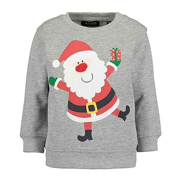 BLUE SEVEN Sweatshirt HAPPY SANTA in mittelgrau