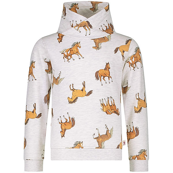 Salt & Pepper Sweatshirt HORSE WORLD - HORSE AOP in beige meliert