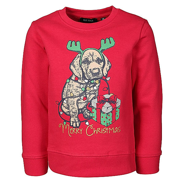 BLUE SEVEN Sweatshirt MERRY CHRISTMAS mit Glitzer in rot