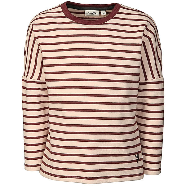 Sanetta Pure Sweatshirt PURE – STRIPES in rosa/weinrot