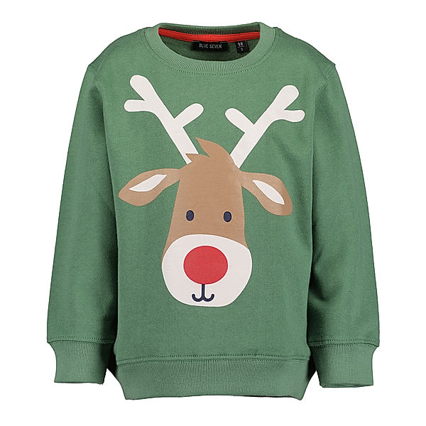 BLUE SEVEN Sweatshirt REINDEER in dunkelgrün