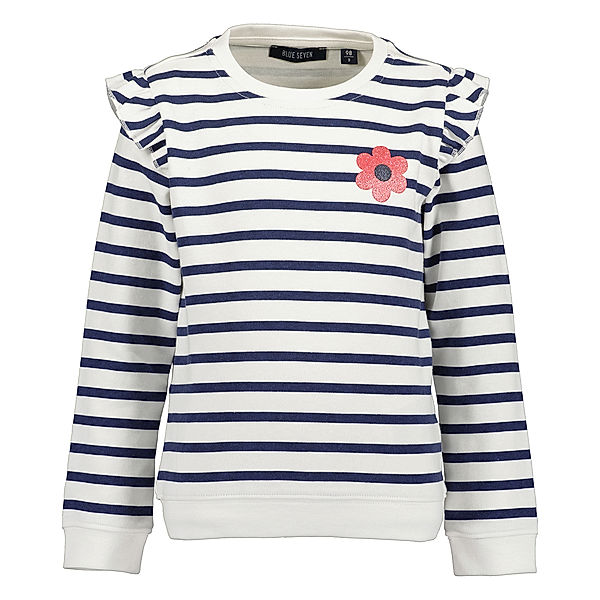 BLUE SEVEN Sweatshirt SMALL FLOWER in blau/weiss gestreift