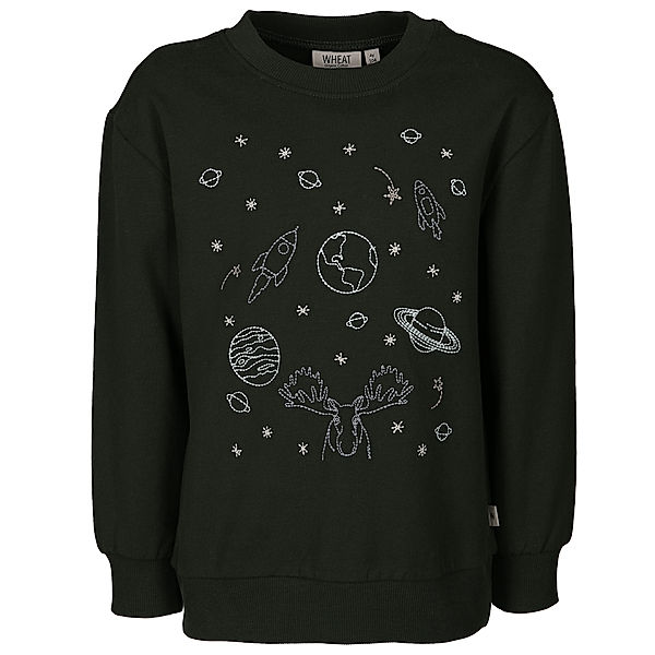 Wheat Sweatshirt SPACE EMBROIDERY in deep forest