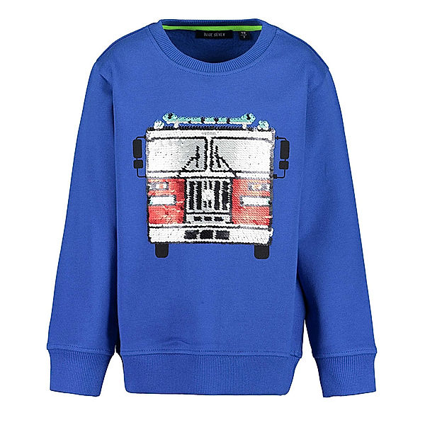 BLUE SEVEN Sweatshirt VEHICLES – FIRE SERVICE mit Wendepailletten in ozeanblau