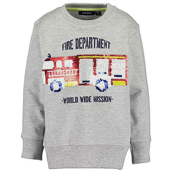 BLUE SEVEN Sweatshirt WORLD WIDE MISSION mit Wendepailletten meliert in grau