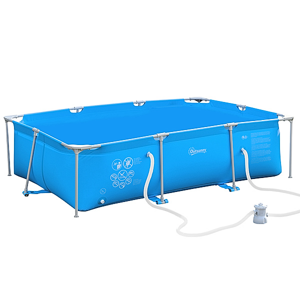 Outsunny Swimmingpool Entspannung und Erfrischung, mit Filterpumpe und Filterpatrone, Rost- und korrosionsbeständig; (Farbe: blau)