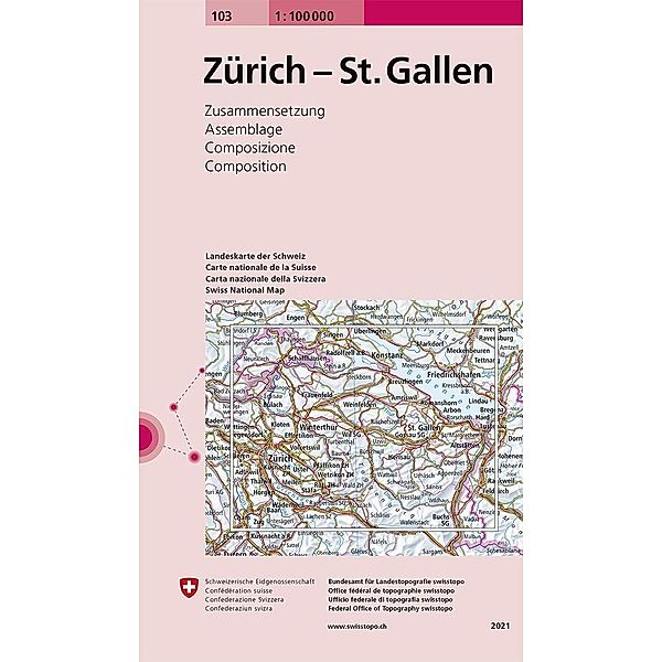 Swisstopo 1 : 100 000 Zürich St.Gallen