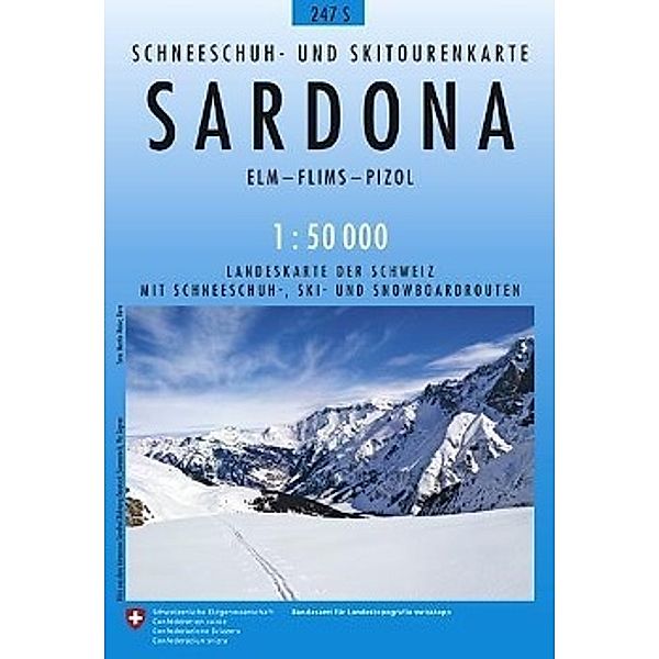 Swisstopo 1 : 50 000 Sardona Schneeschuh- und Skitourenkarte