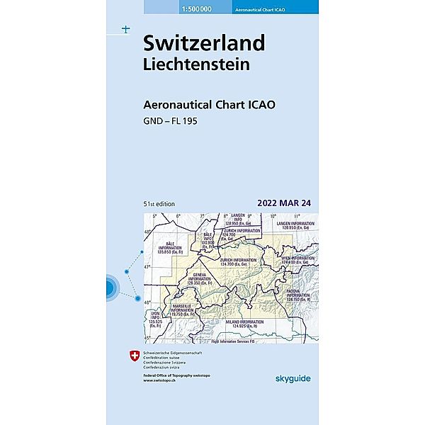 Switzerland Liechtenstein Aeronautical Chart ICAO 1:500 000