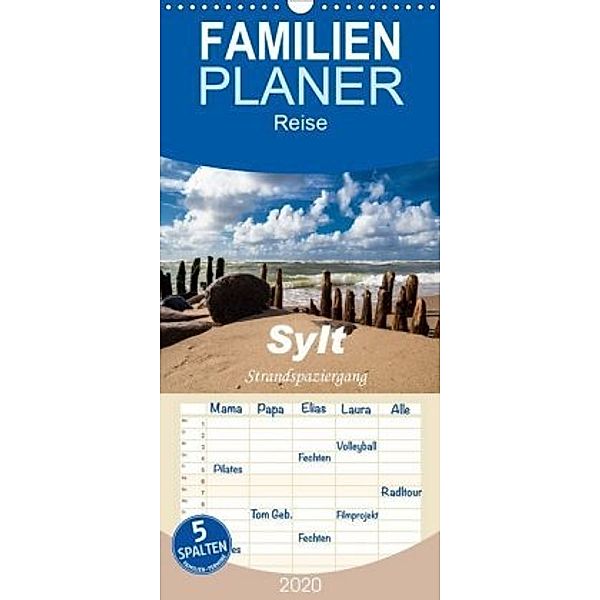 Sylt - Strandspaziergang - Familienplaner hoch (Wandkalender 2020 , 21 cm x 45 cm, hoch), H. Dreegmeyer