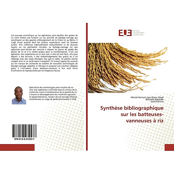 Synthèse bibliographique sur les batteuses-vanneuses à riz, Afolabi Romaric Igor Biaou Olayé, Barnabé Zokpodo, Jean Moreira