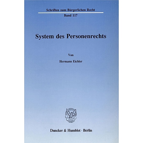 System des Personenrechts., Hermann Eichler