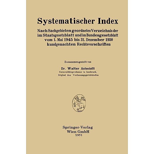 Systematischer Index, Walter Antoniolli