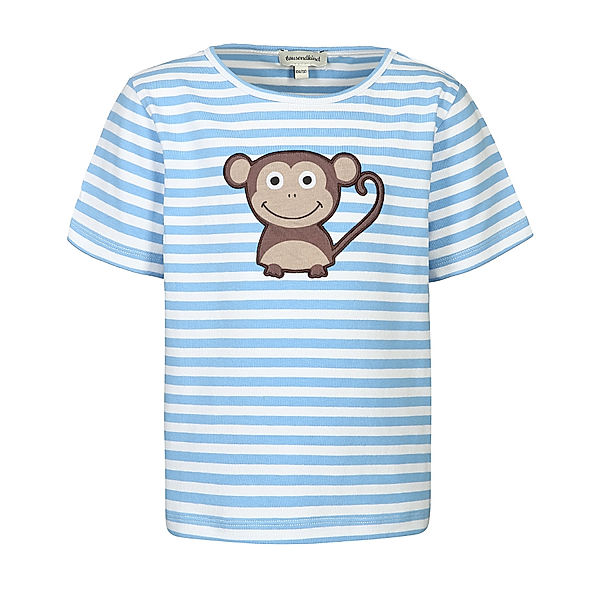 tausendkind collection T-Shirt AFFE ANTON gestreift in weiss/mittelblau