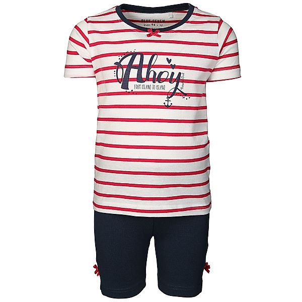 BLUE SEVEN T-Shirt AHOY mit Shorts gestreift in rot/blau