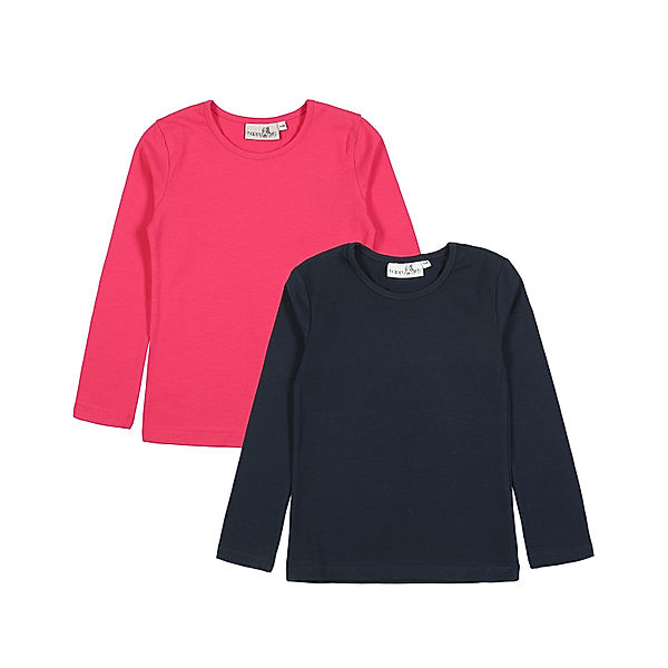happy girls T-Shirt BASIC 2er-Pack in pink/navy