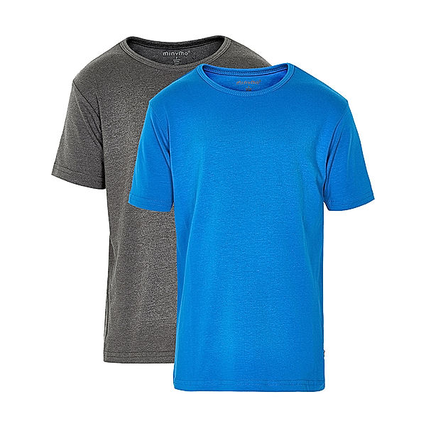 Minymo T-Shirt BASIC 32 2er Pack in royalblau/grau