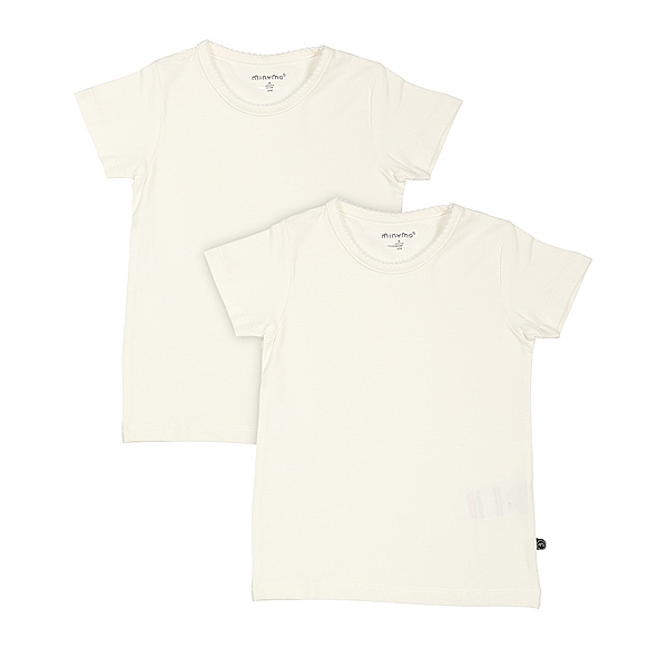 Minymo T-Shirt BASIC KNIT 2er-Pack in wollweiß