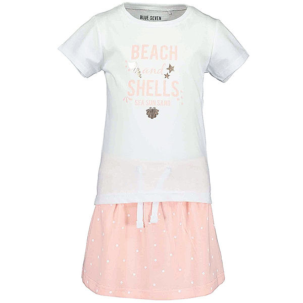 BLUE SEVEN T-Shirt BEACH 2-teilig in white/melon