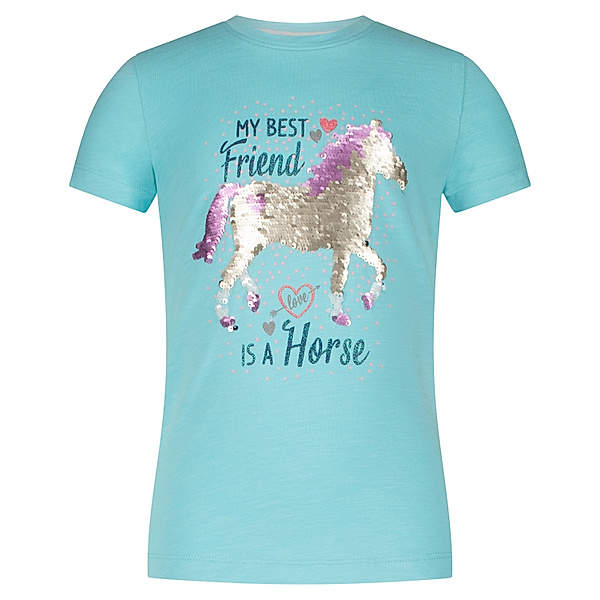 Salt & Pepper T-Shirt BEST FRIEND HORSE mit Wendepailletten in curacao