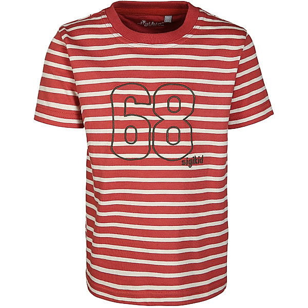 Sigikid T-Shirt BIBER 68 gestreift in rot/weiß