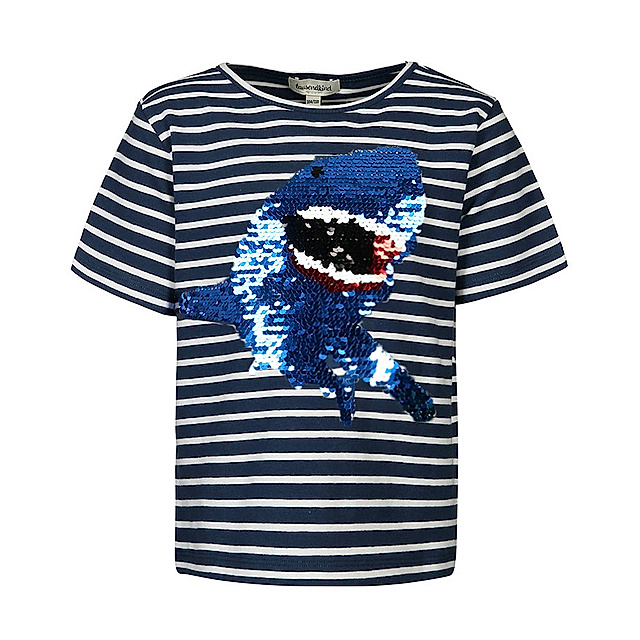 T-Shirt BIG SHARK gestreift mit Wendepailletten in dunkelblau weiß