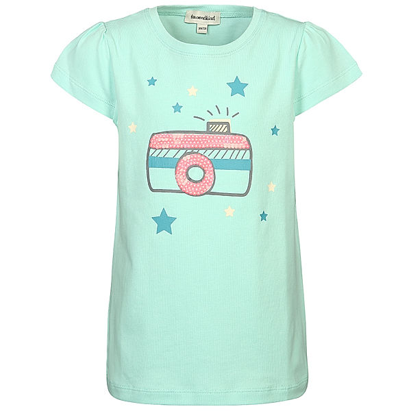 tausendkind collection T-Shirt CAMERA mit Pailletten in mint solid
