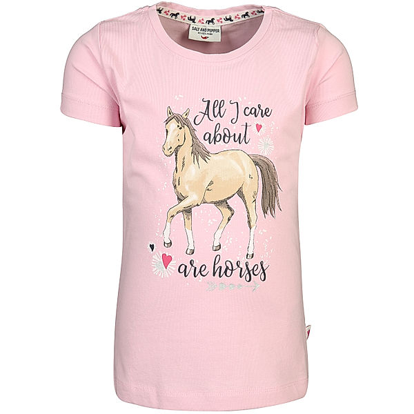 Salt & Pepper T-Shirt CARE ABOUT HORSES in soft rose