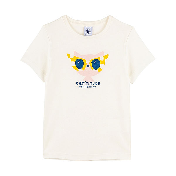 Petit Bateau T-Shirt CAT TITUDE in weiß