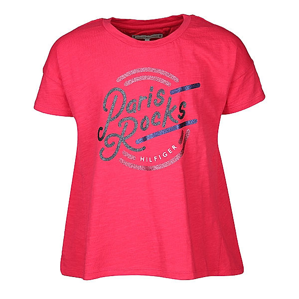 TOMMY HILFIGER T-Shirt CITY PRINT mit Glitzer in pink