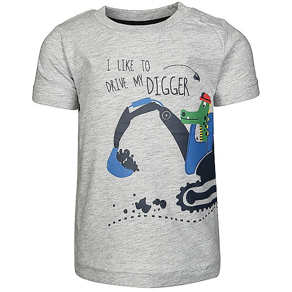 BLUE SEVEN T-Shirt CONSTRUCTION CROCO in grau melange