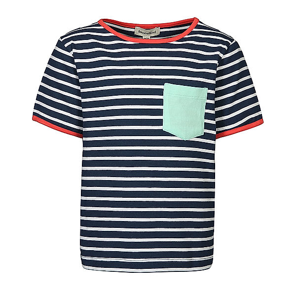 tausendkind essentials T-Shirt CONTRAST POCKET gestreift in dunkelblau/weiß