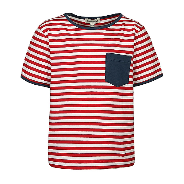 tausendkind essentials T-Shirt CONTRAST POCKET gestreift in rot/weiß