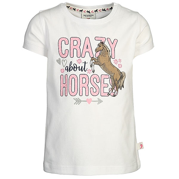 Salt & Pepper T-Shirt CRAZY ABOUT HORSES in white