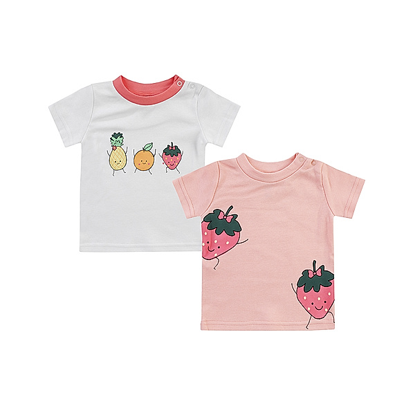 Boley T-Shirt CRAZY FRUITS 2er-Pack in weiß/rosa