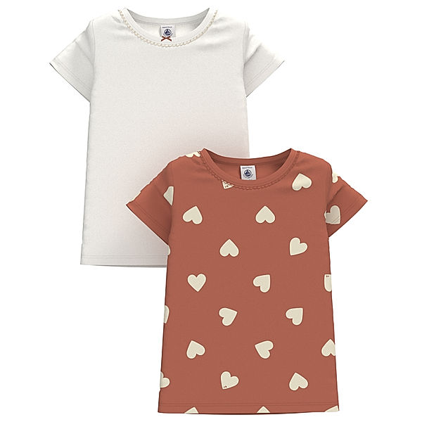 Petit Bateau T-Shirt CUR 2er-Set in rot/weiss