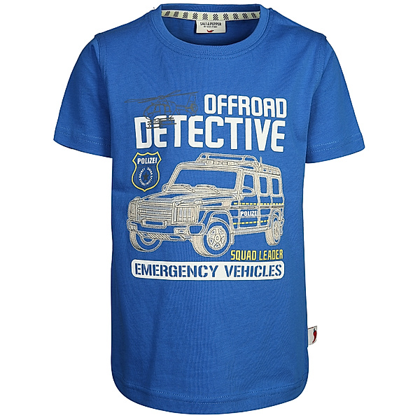 Salt & Pepper T-Shirt DETECTIVE GLOW IN THE DARK in strong blue