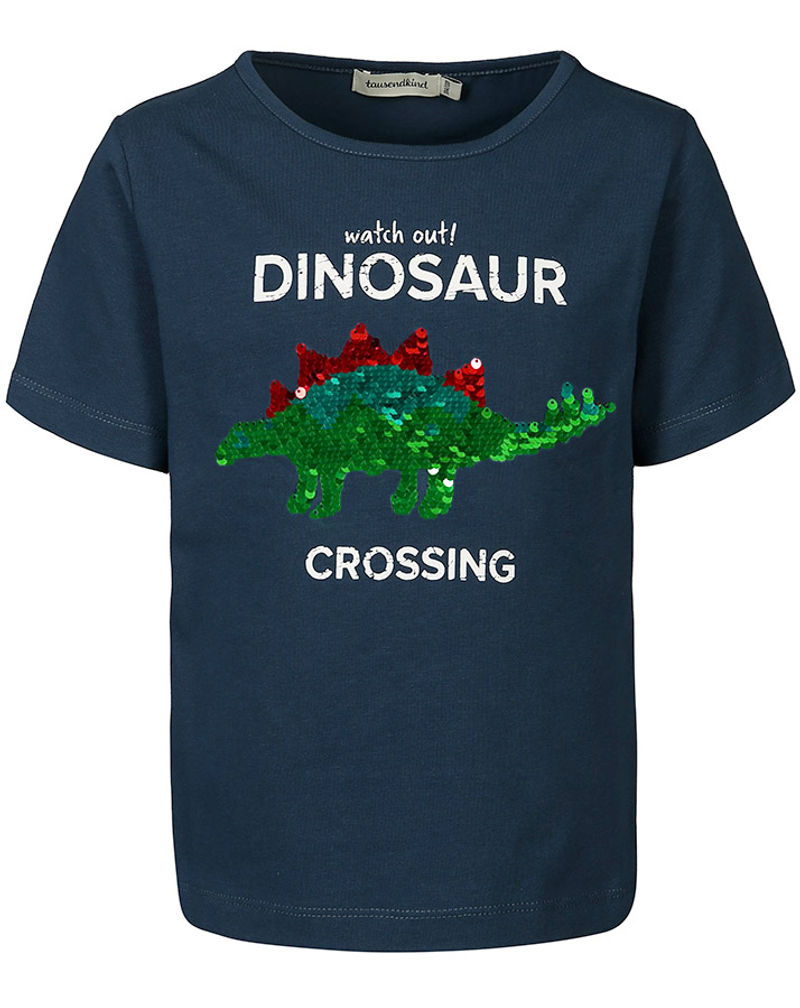 T-Shirt DINOSAUR CROSSING mit Wendepailletten in dunkelblau