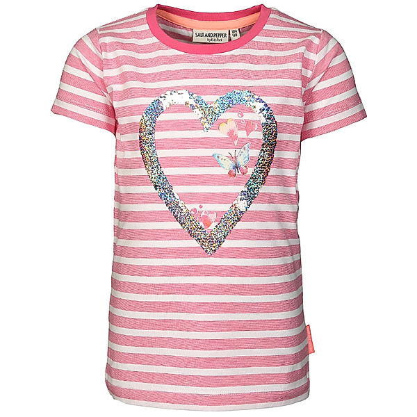 Salt & Pepper T-Shirt DREAMS STRIPES mit Wendepailletten in azalea pink