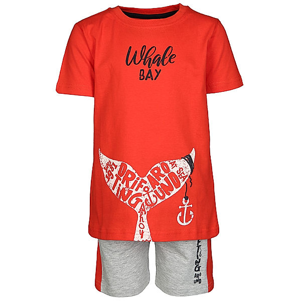 BLUE SEVEN T-Shirt DRIFTING WHALE mit Shorts in tomatenrot