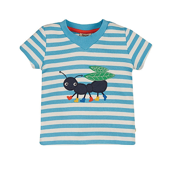 frugi T-Shirt EASY ON – ANT gestreift in türkis/weiß