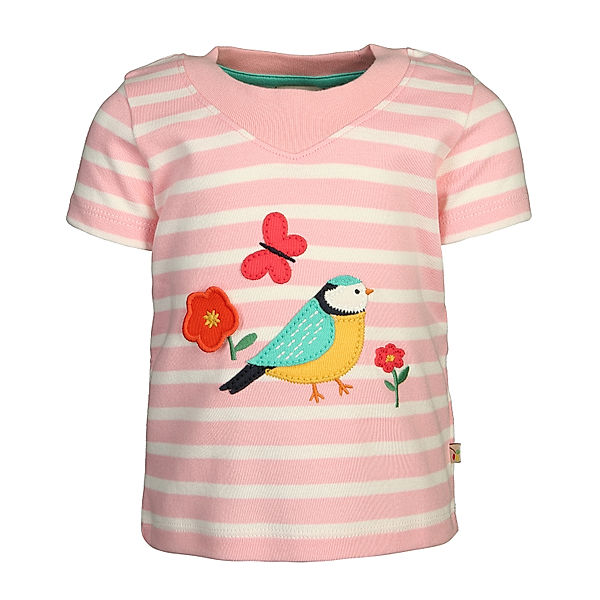 frugi T-Shirt EASY ON - BIRD gestreift in rosa